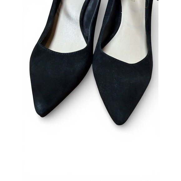 Nine West Suede Novalie9xo Low Pumps Size 9M Black Pointed Toe Low Heel - Picture 2 of 8